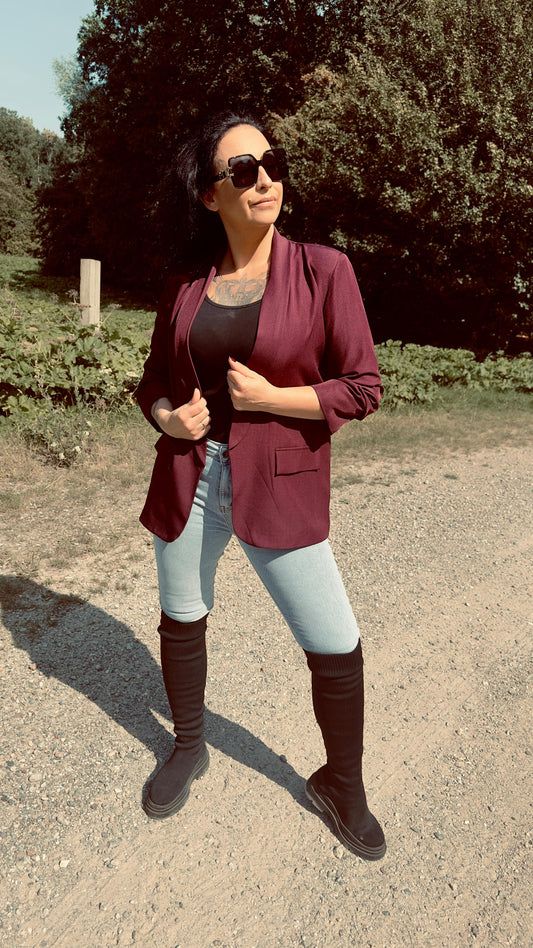 3 Kwart Blazer | Bordeaux Rood