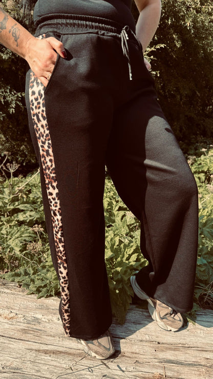 Jogger Broek met panter print | Zwart