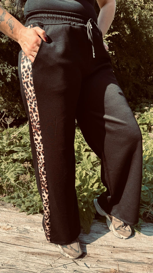 Jogger Broek met panter print | Zwart