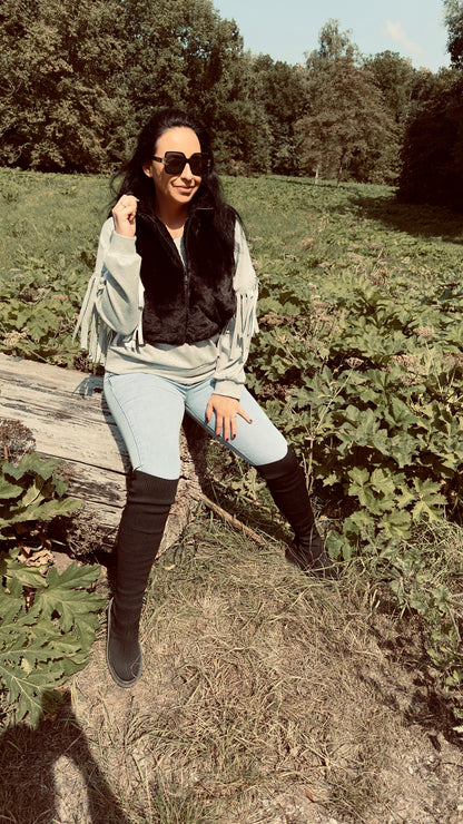 Faux Fur Bodywarmer | Zwart