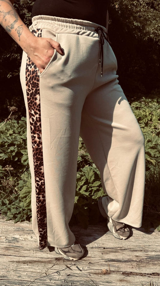 Jogger Broek met panter print | Creme