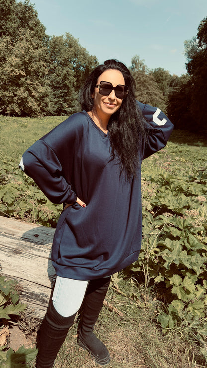 Oversized CHICAGO Sweater | Donker Blauw