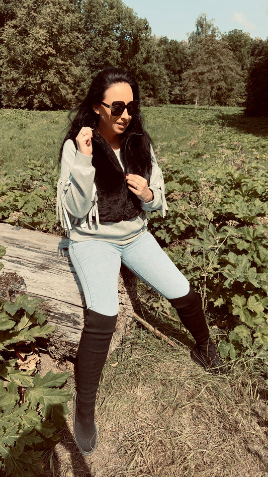 Faux Fur Bodywarmer | Zwart