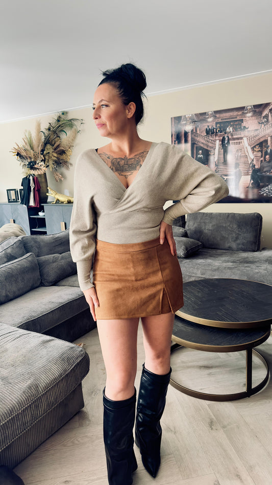 V-hals Top | Beige