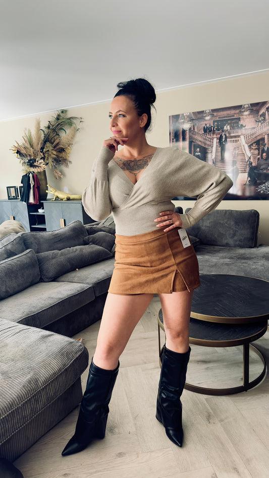 V-hals Top | Beige