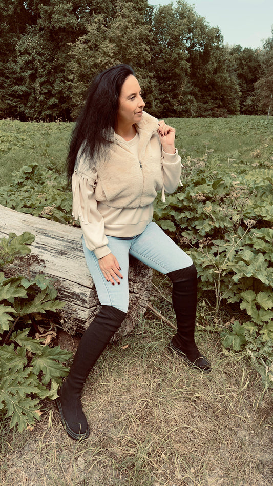 Faux Fur Bodywarmer | Beige