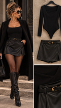 Sandy basic stretch rechte hals body zwart